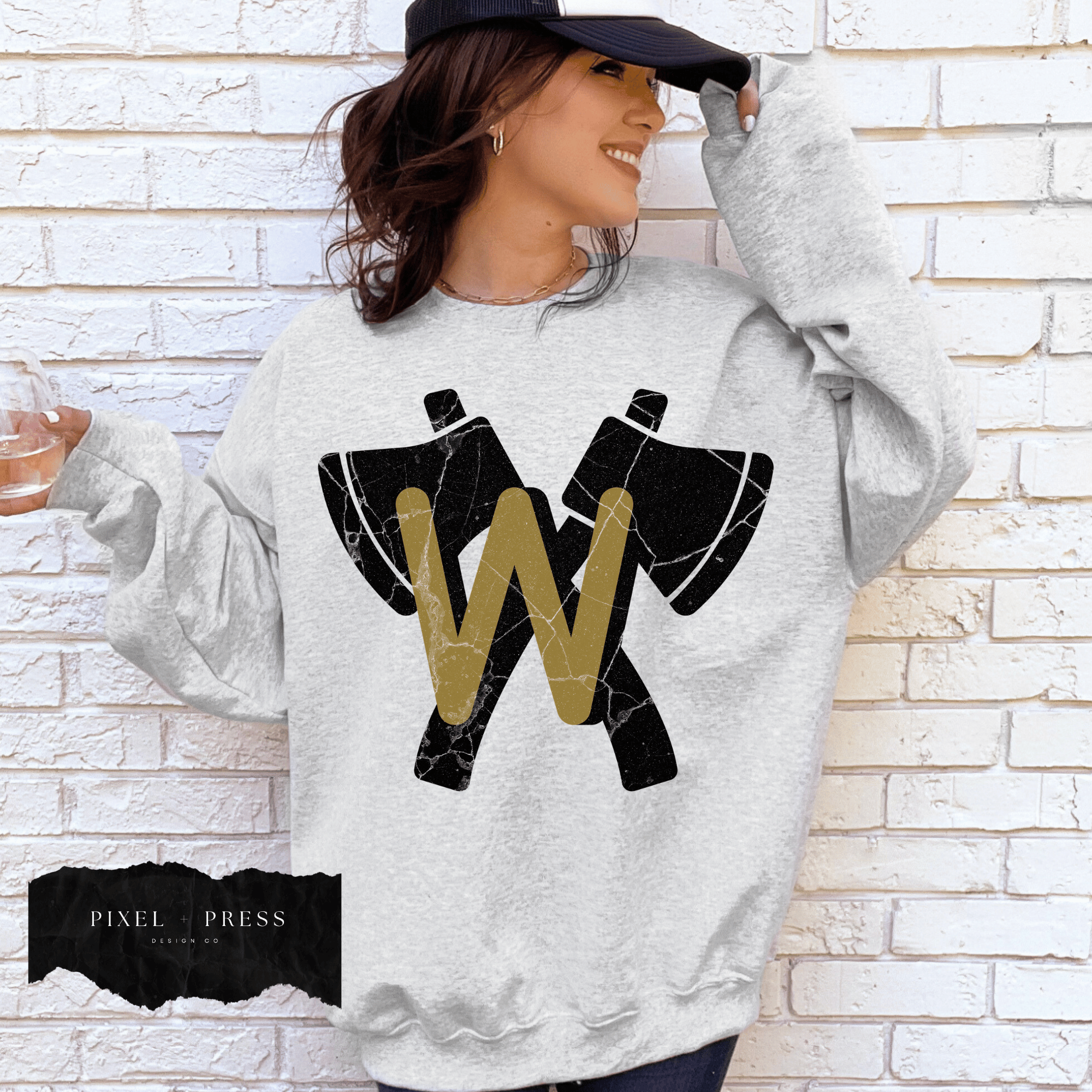 Vintage Oversized Mascot Crewneck | Custom School Spirit Sweatshirt