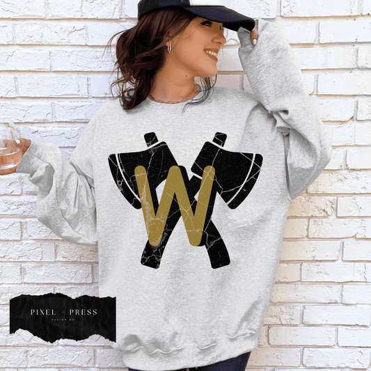 Vintage Oversized Mascot Crewneck | Custom School Spirit Sweatshirt