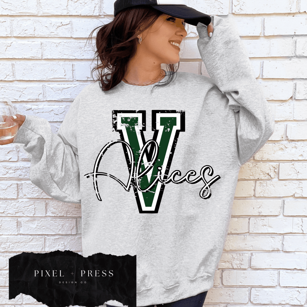 Vintage Oversized Mascot Crewneck | Custom School Spirit Sweatshirt