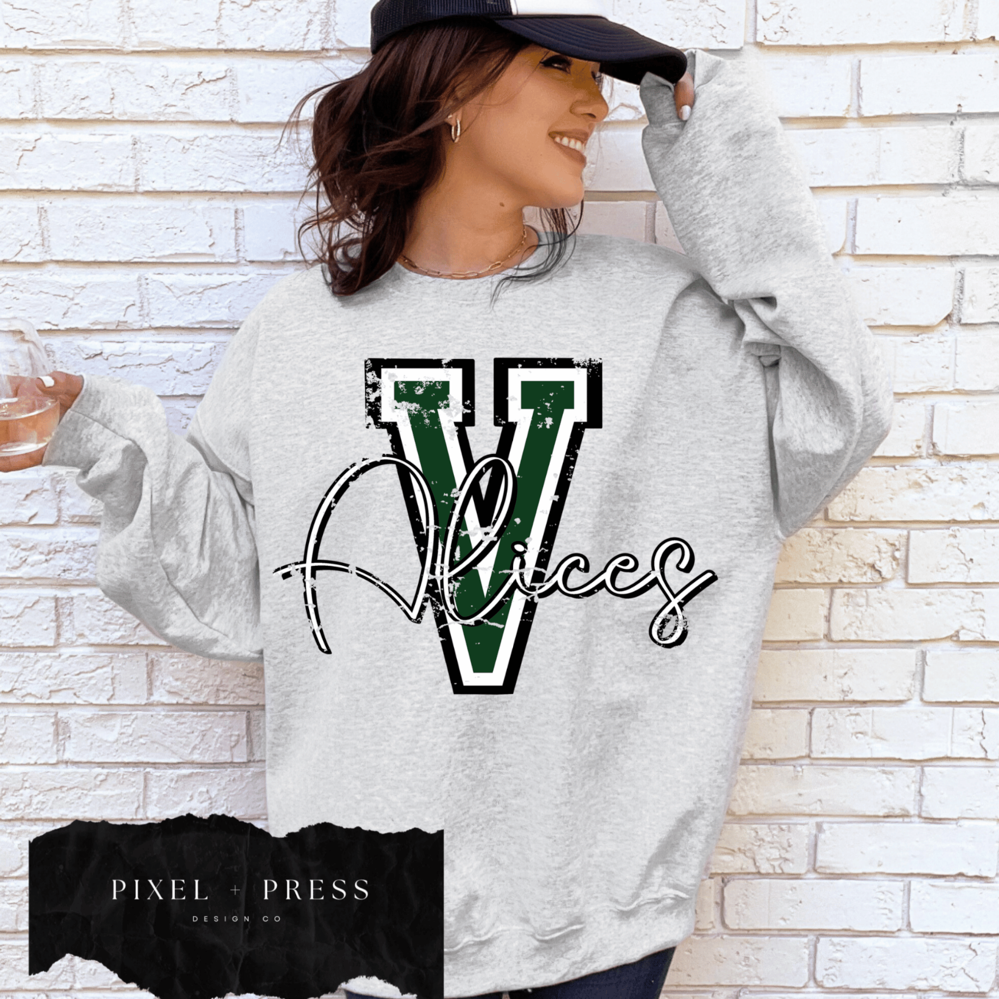 Vintage Oversized Mascot Crewneck | Custom School Spirit Sweatshirt