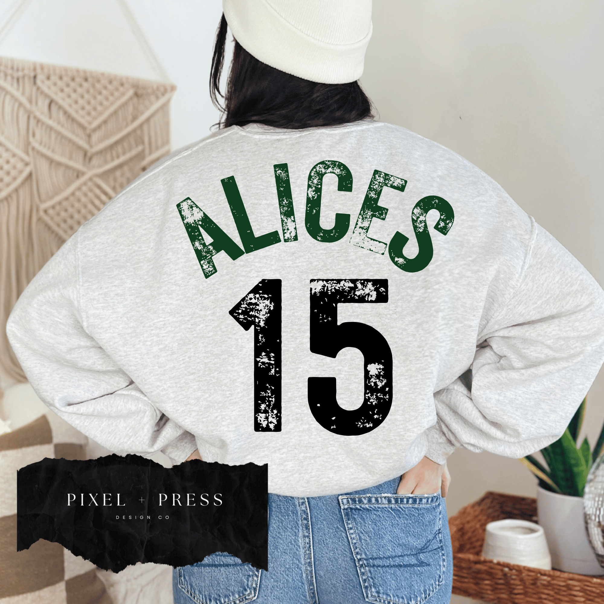 Vintage Oversized Mascot Crewneck | Custom School Spirit Sweatshirt