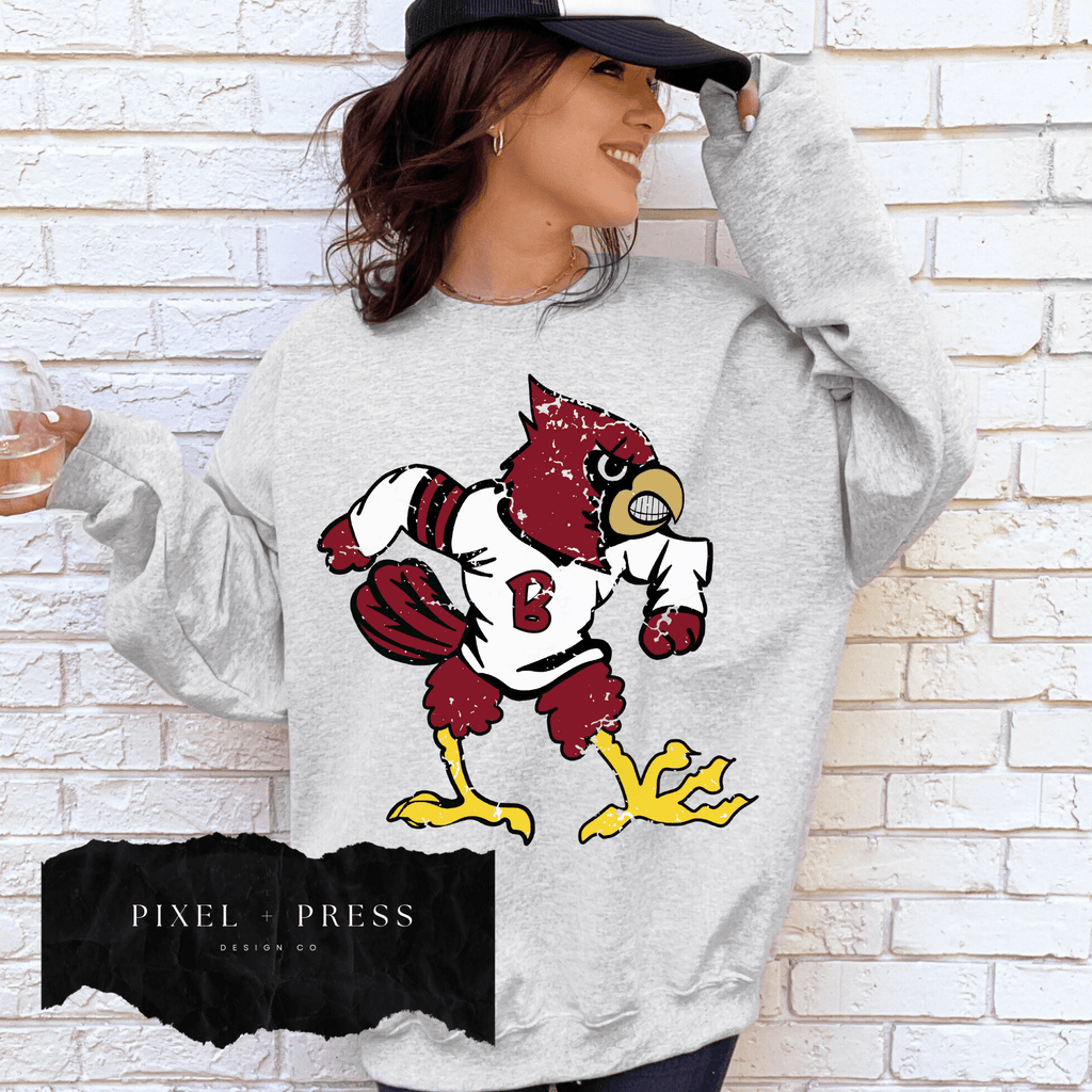 Vintage Oversized Mascot Crewneck | Custom School Spirit Sweatshirt