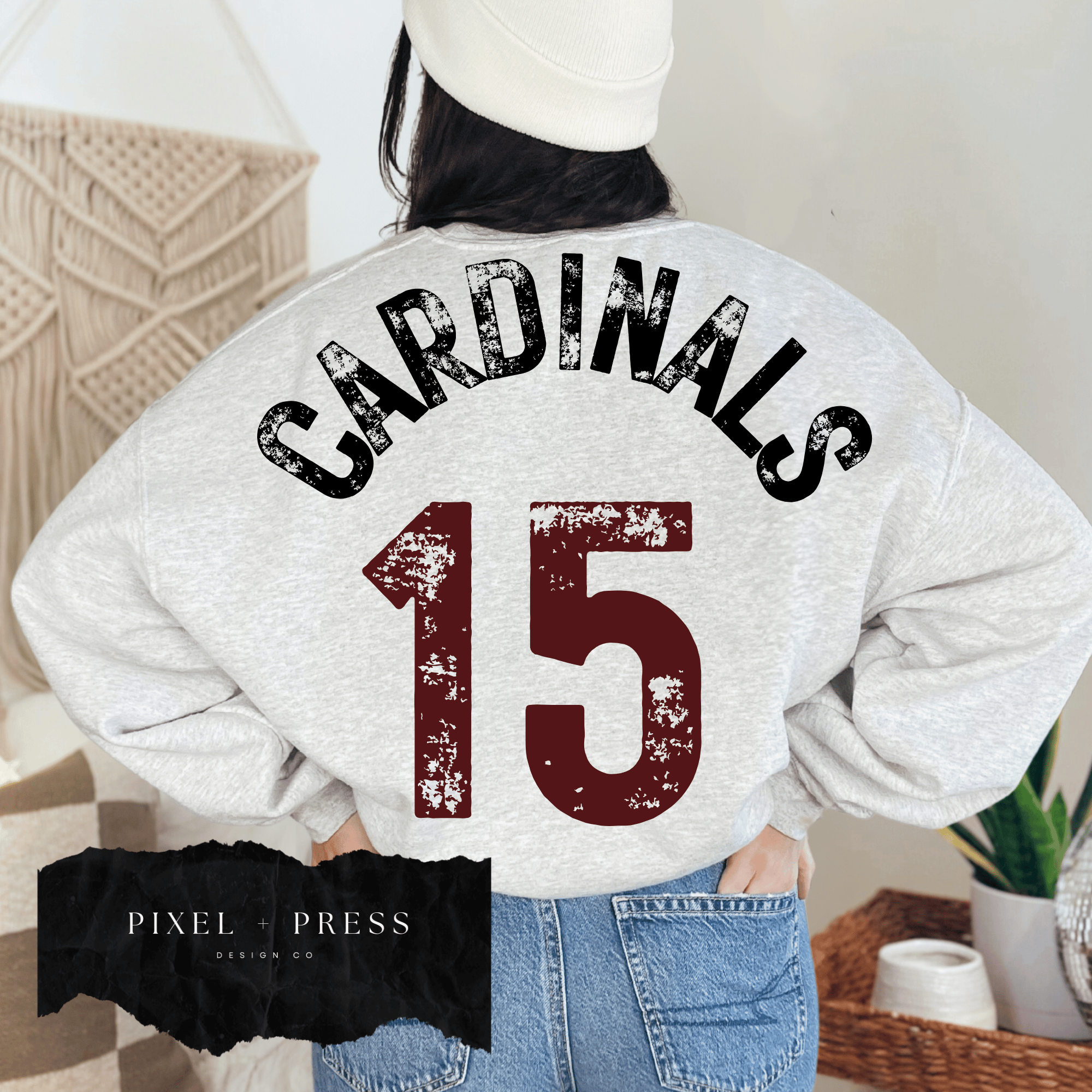 Vintage Oversized Mascot Crewneck | Custom School Spirit Sweatshirt