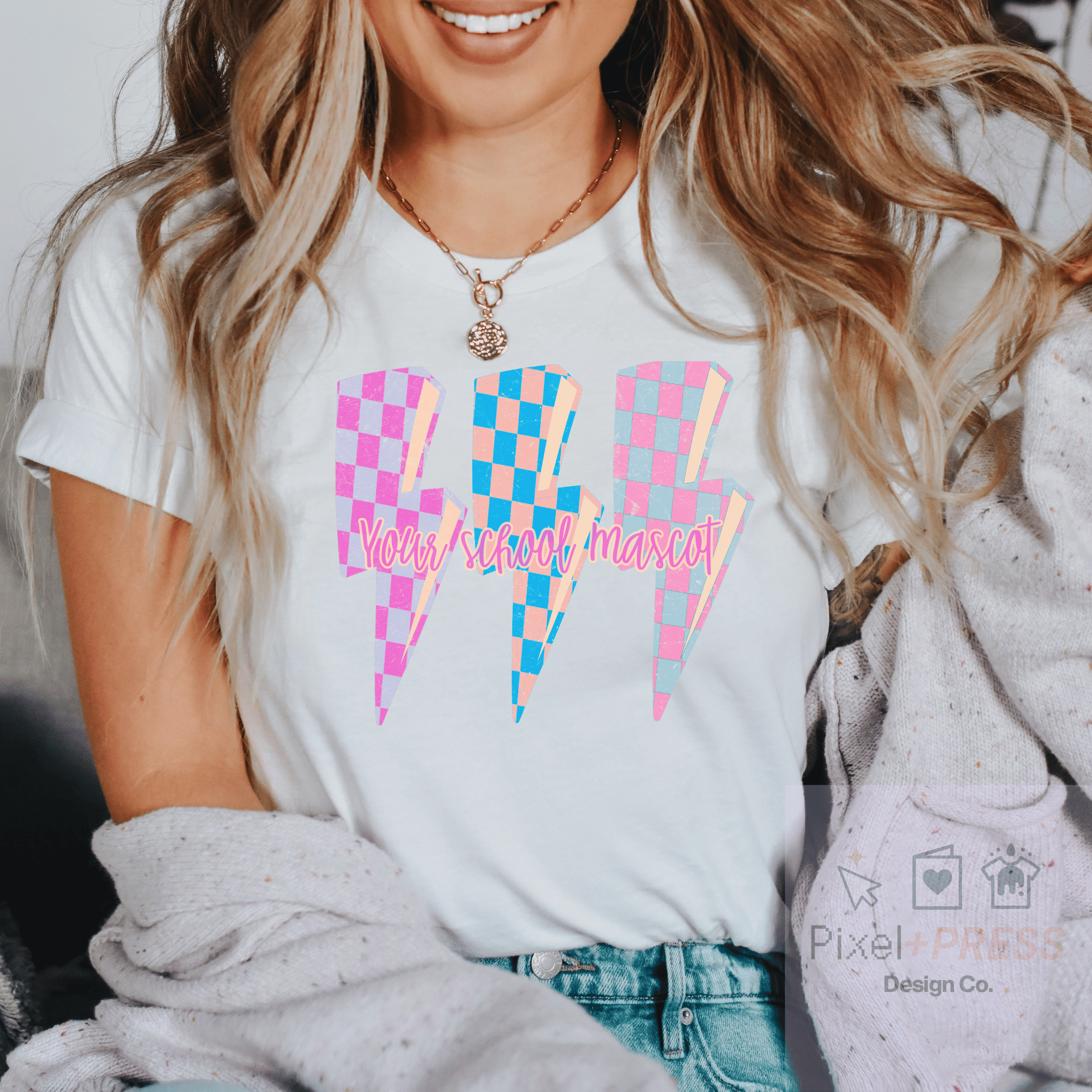 Custom School Name Lightning Bolt T-shirt