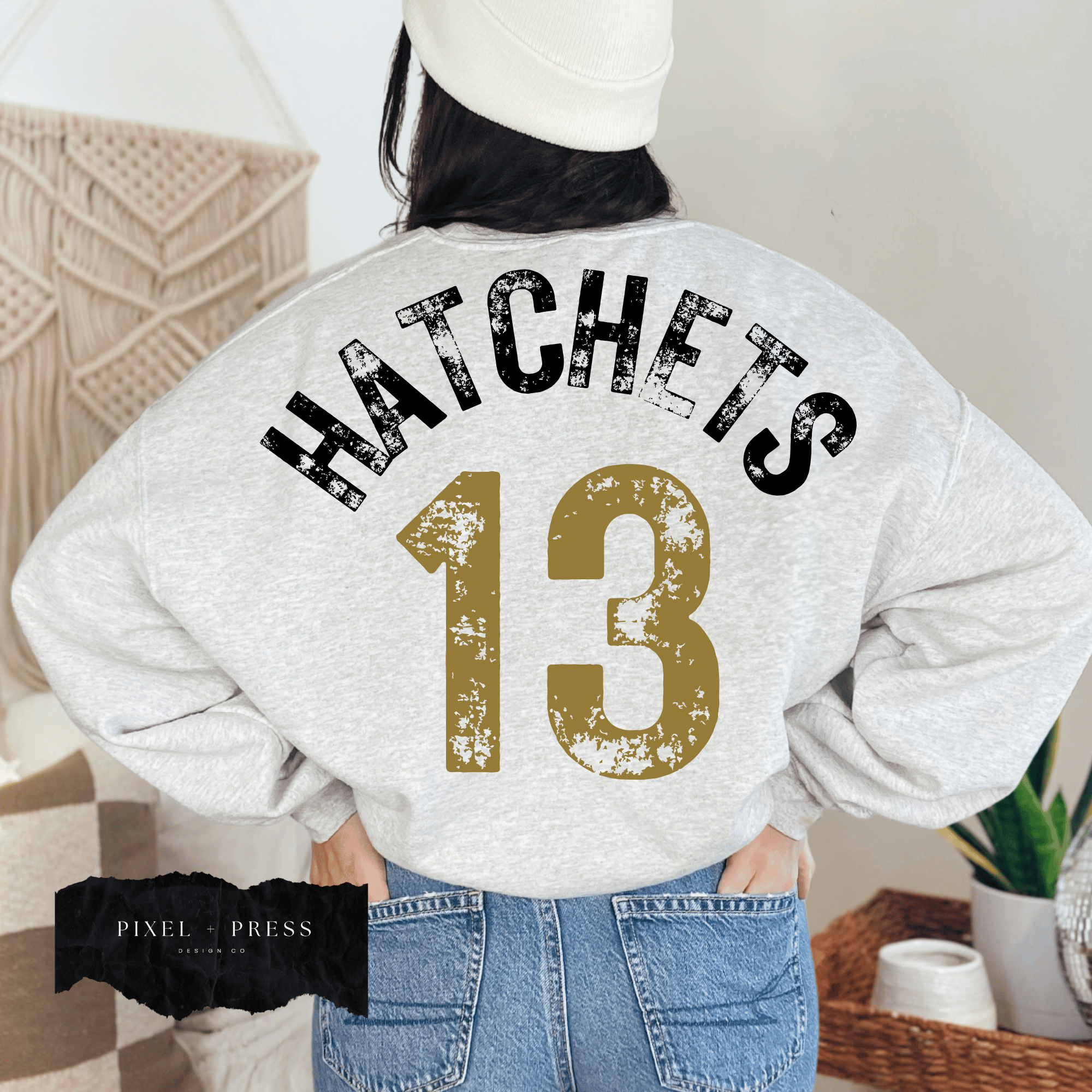 Vintage Oversized Mascot Crewneck | Custom School Spirit Sweatshirt
