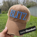 Blitz Puff Embroidered Trucker Hat (brown)