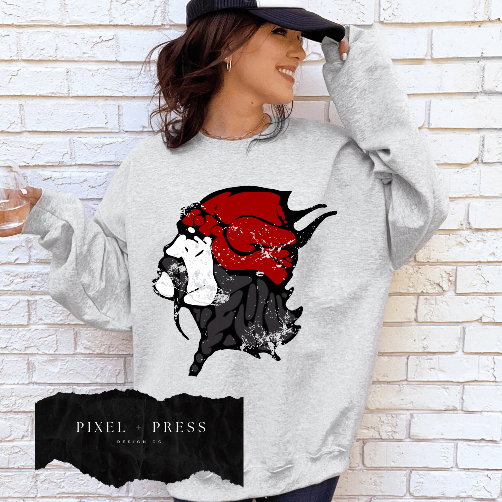 Vintage Oversized Mascot Crewneck | Custom School Spirit Sweatshirt