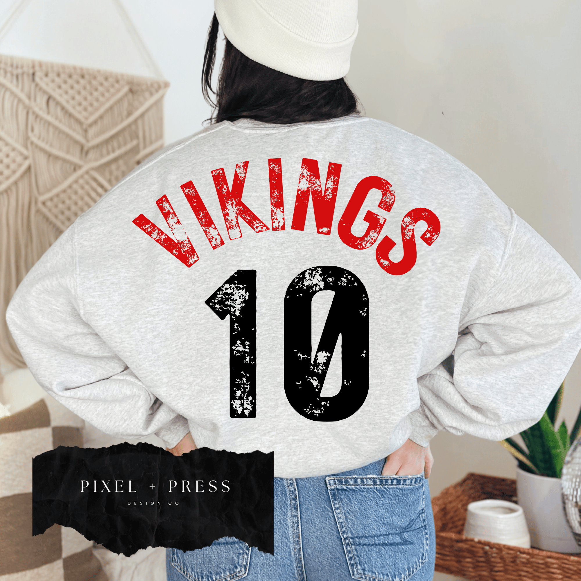 Vintage Oversized Mascot Crewneck | Custom School Spirit Sweatshirt