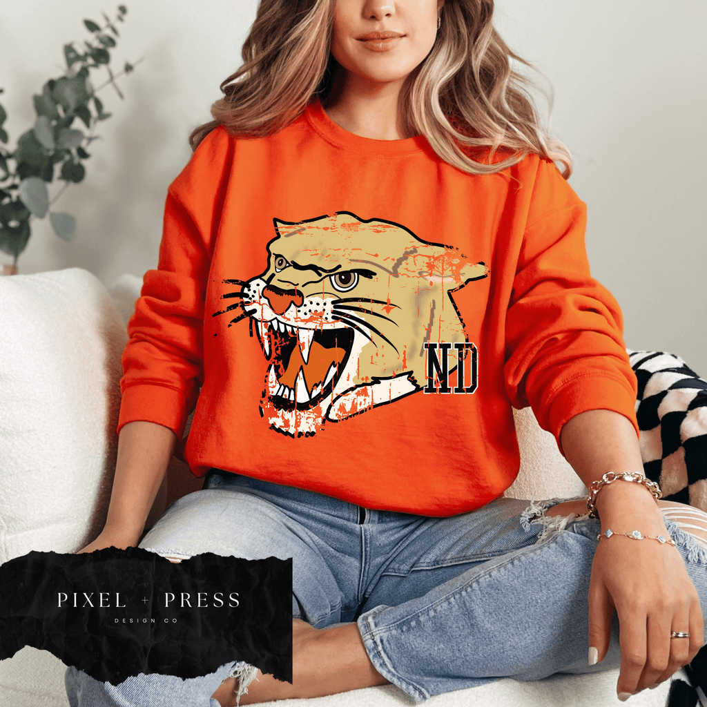 Vintage Oversized Mascot Crewneck | Custom School Spirit Sweatshirt