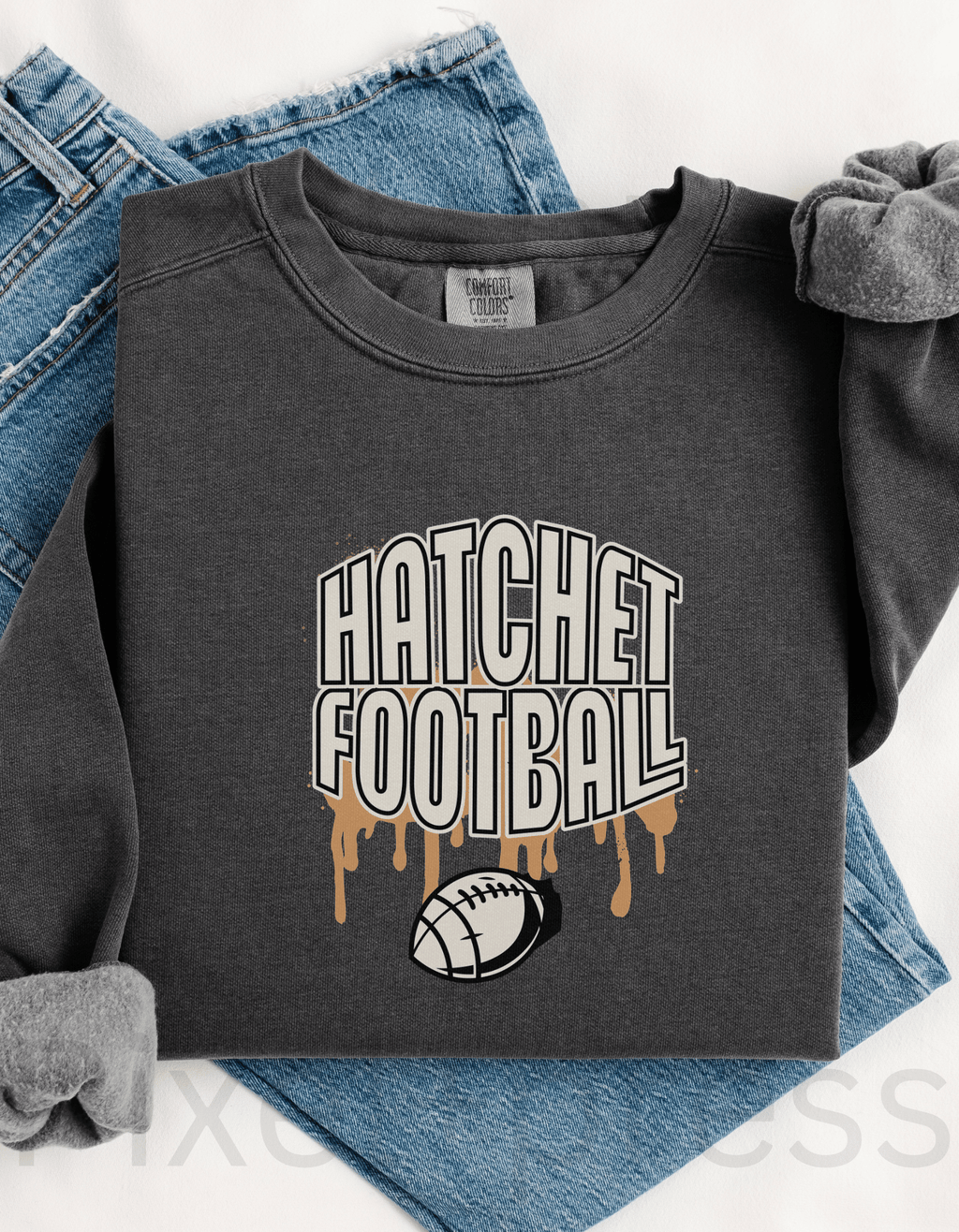 Hatchet Sports Crewneck Sweater – Football, Soccer, or Basketball | Comfort Colors | School Spirit Wear