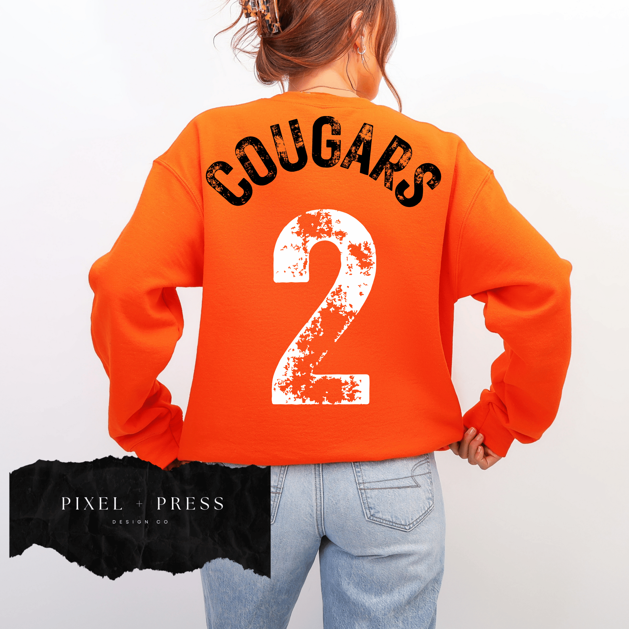 Vintage Oversized Mascot Crewneck | Custom School Spirit Sweatshirt