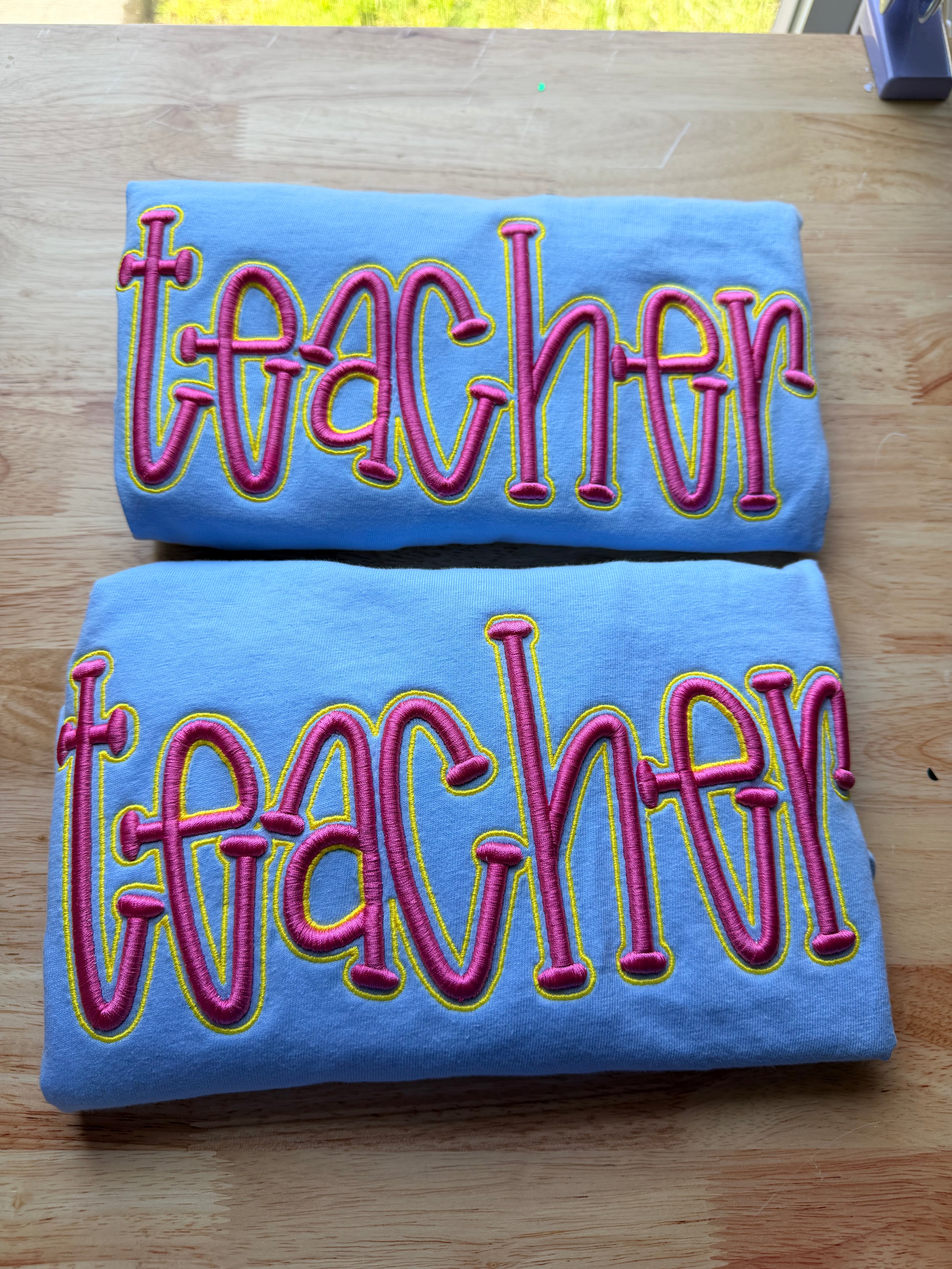 Teacher Puff Embroidered Comfort Colors Tee