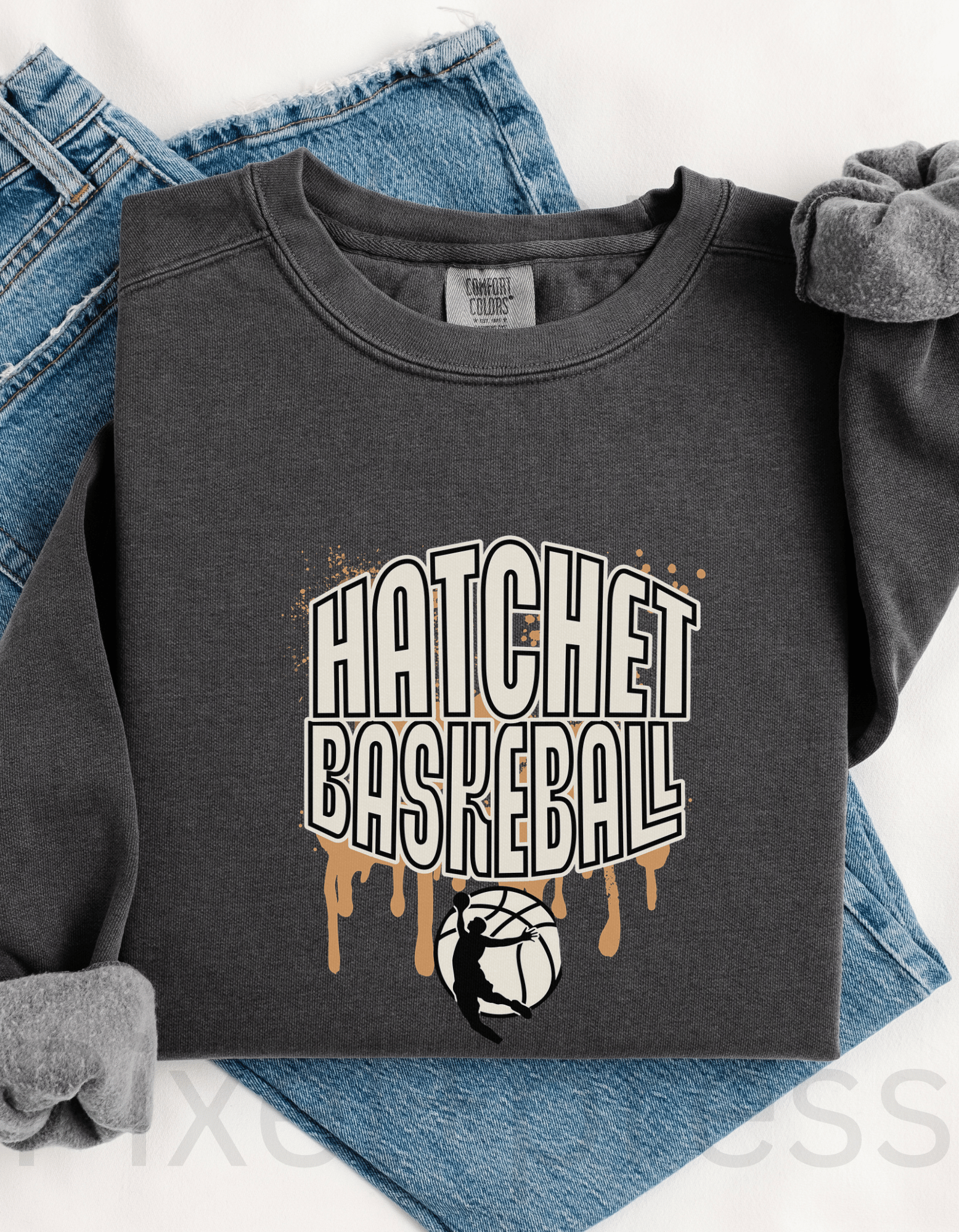 Hatchet Sports Crewneck Sweater – Football, Soccer, or Basketball | Comfort Colors | School Spirit Wear