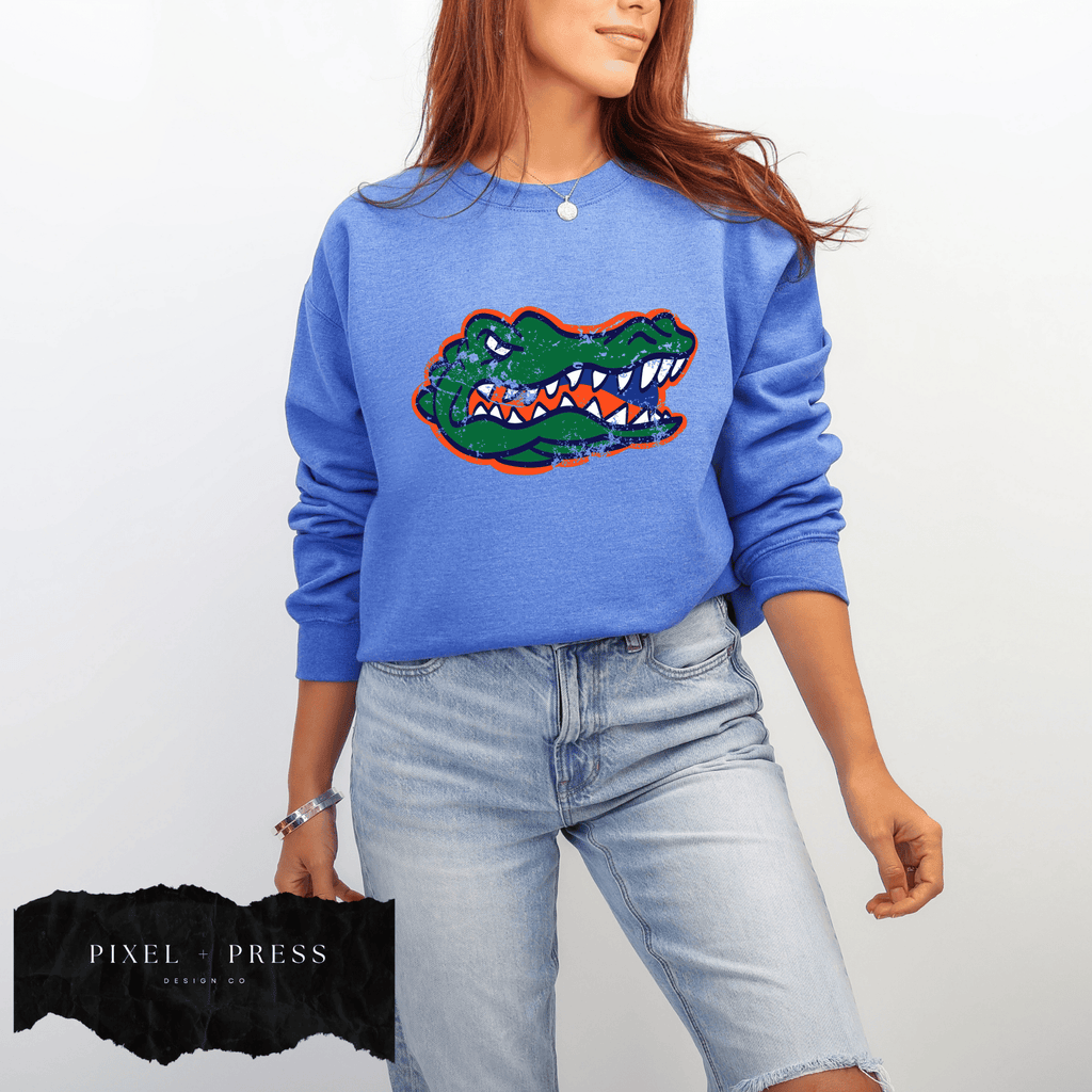Vintage Oversized Mascot Crewneck | Custom School Spirit Sweatshirt