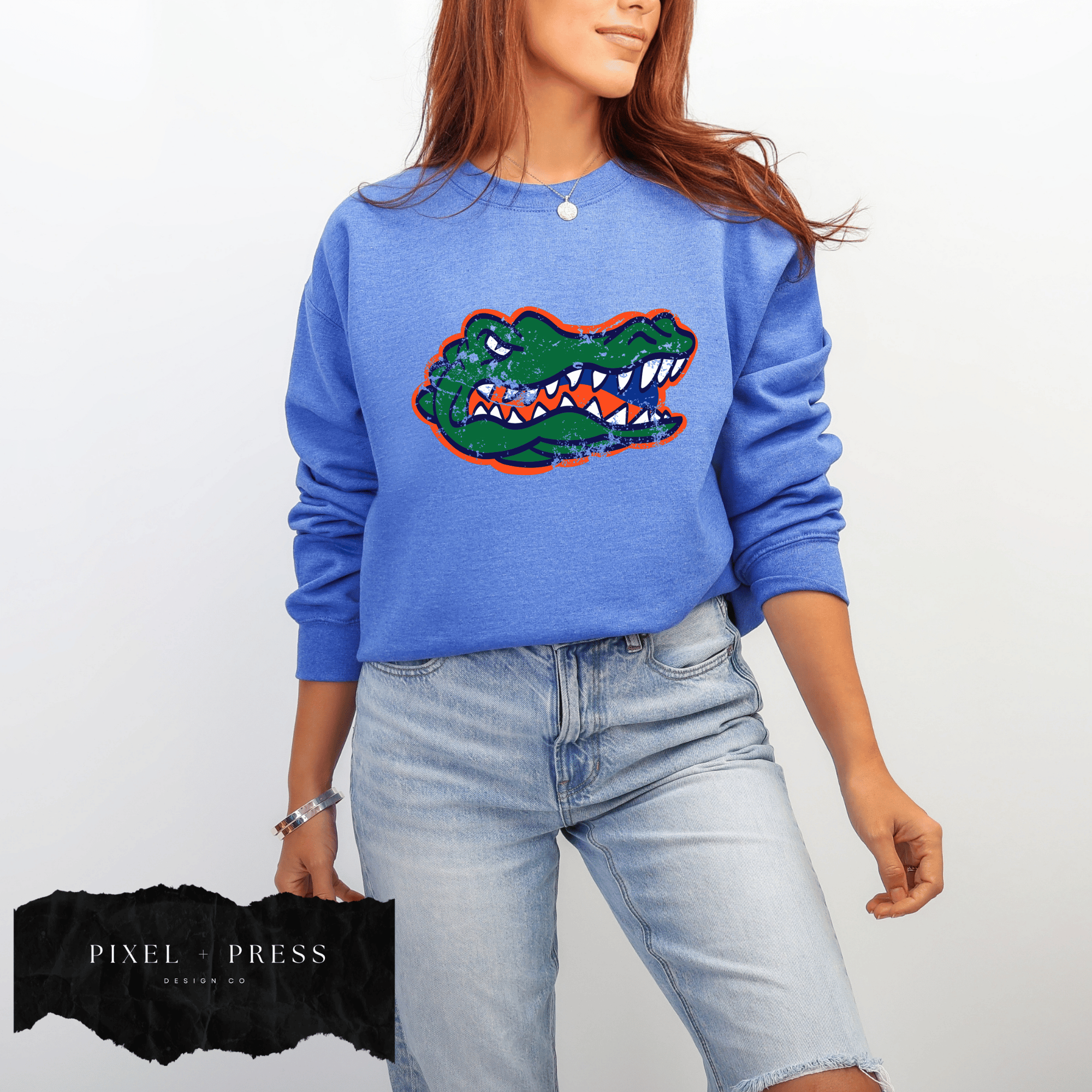 Vintage Oversized Mascot Crewneck | Custom School Spirit Sweatshirt