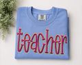 Teacher Puff Embroidered Comfort Colors Tee