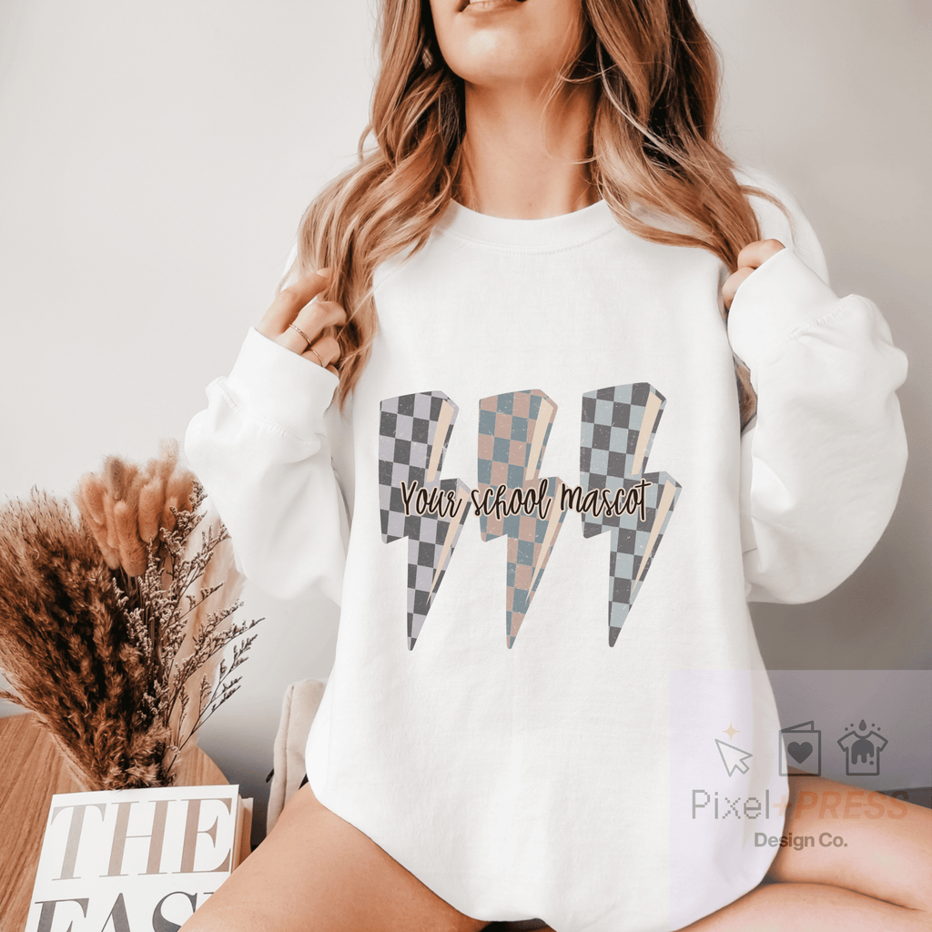 Custom School Name Lightning Bolt Crewneck