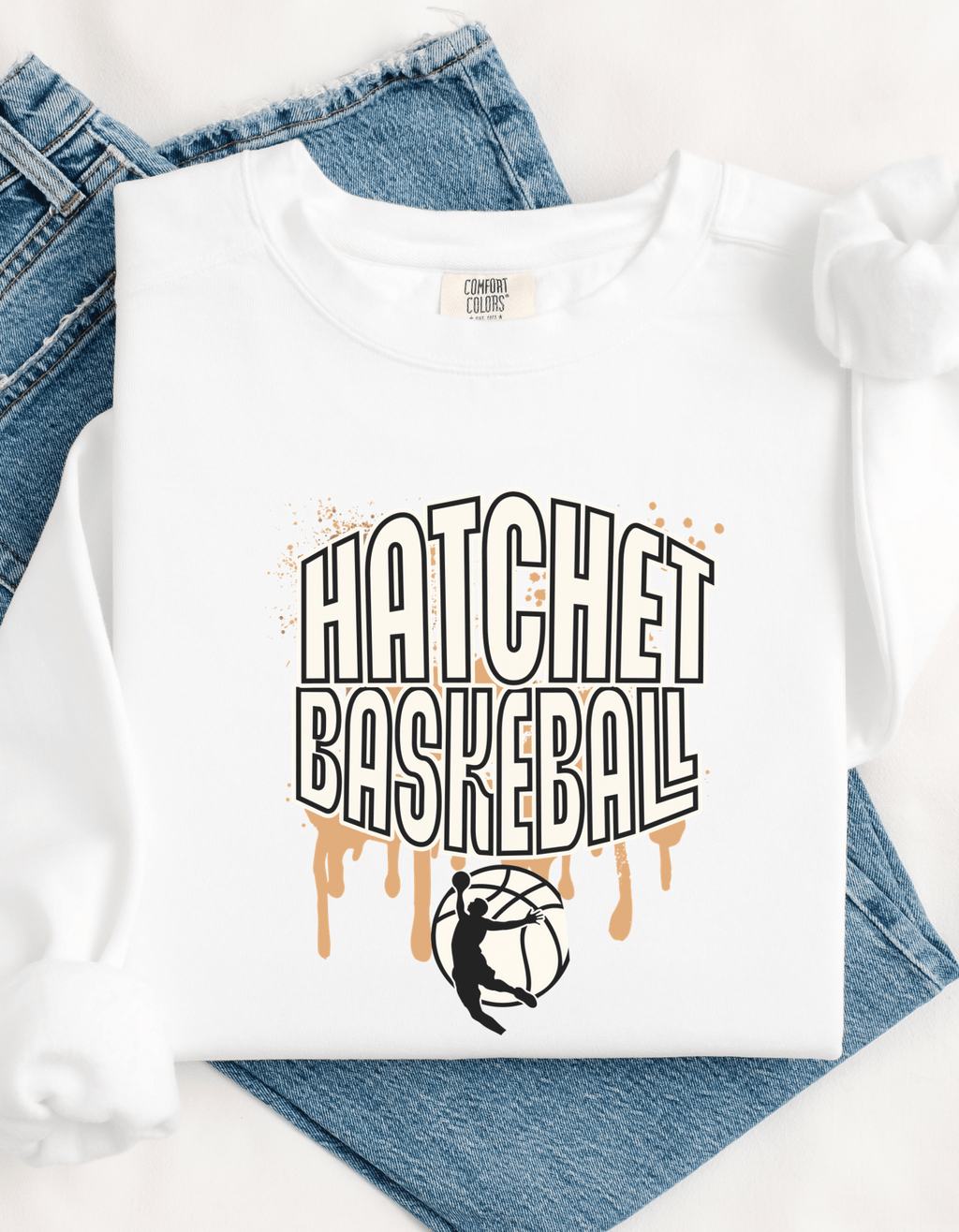Hatchet Sports Crewneck Sweater – Football, Soccer, or Basketball | Comfort Colors | School Spirit Wear
