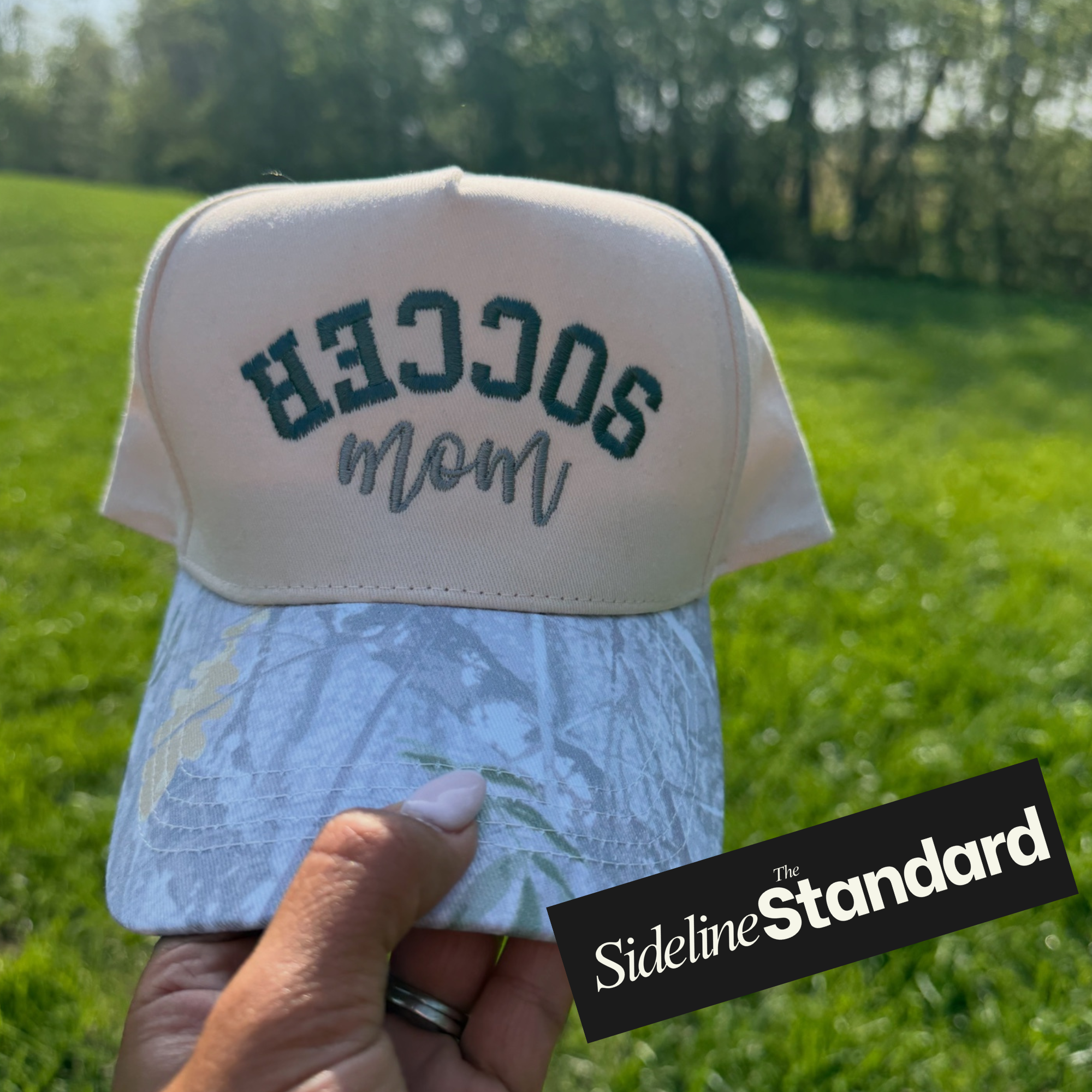 Soccer Mom Puff Embroidered Hat (Camo Bill)